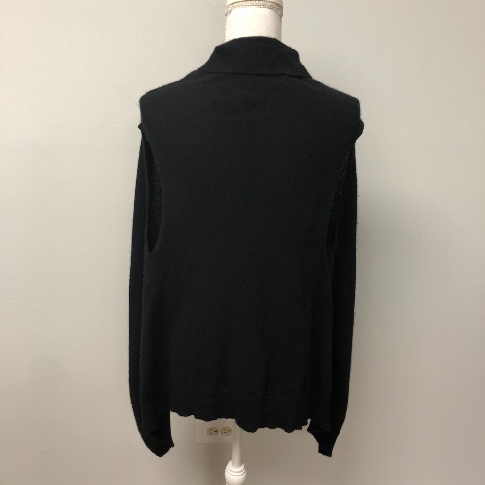 Charter‎ Club Cashmere Cardigan Sweater Jumper Womens Medium Black Sharkbite Hem - Picture 6 of 8